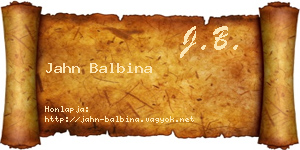 Jahn Balbina névjegykártya